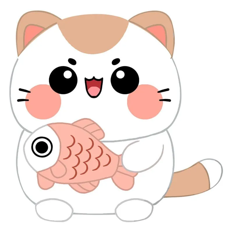 Funny Cat: Cat with Fish Plush Figure (25cm) Gros Lot